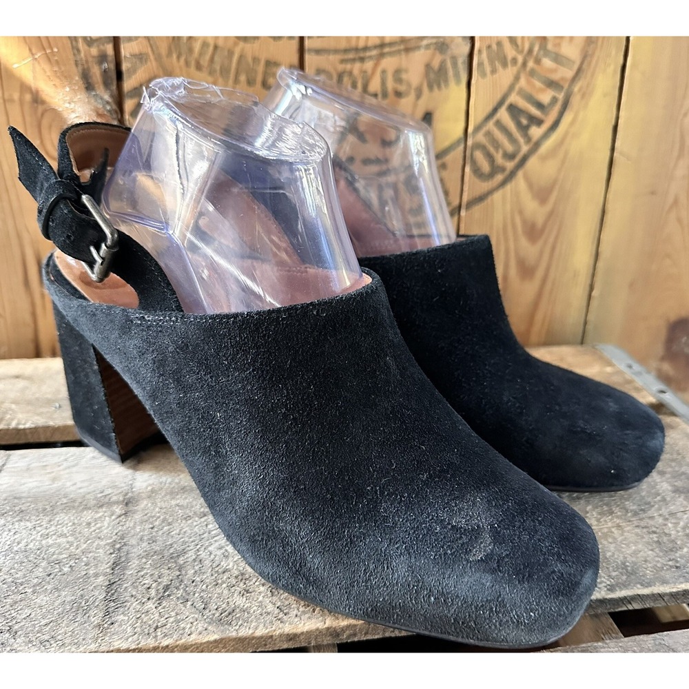 Gentle Souls Tami Slingback Heels Suede Block Heel Women 9 Black Excellent